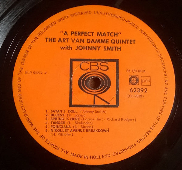The Art Van Damme Quintet With Johnny Smith : A Perfect Match (LP, Album, Mono)