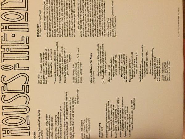 Led Zeppelin : Houses Of The Holy (LP, Album, RE, PR )