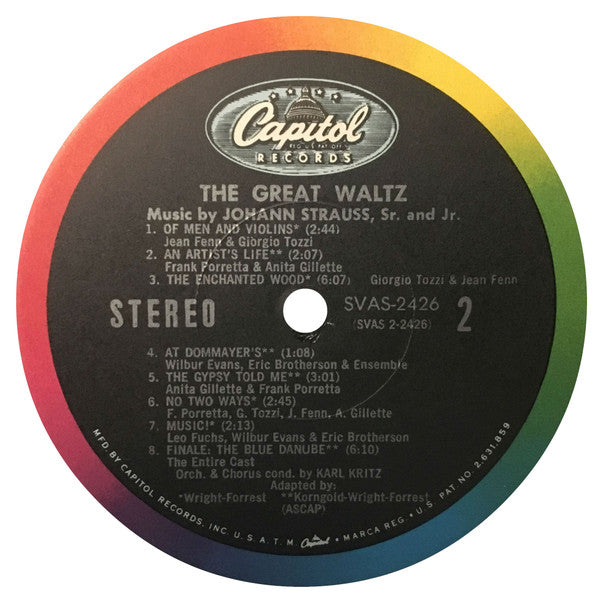 Johann Strauss Sr. And Johann Strauss Jr. - Giorgio Tozzi, Jean Fenn, Karl Kritz : The Great Waltz (Original Cast) (LP, Album, Gat)