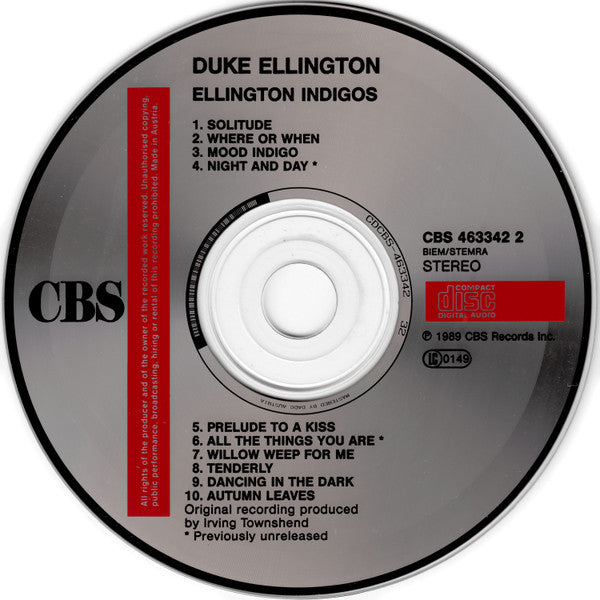 Duke Ellington : Ellington Indigos (CD, Album, RE, RM)