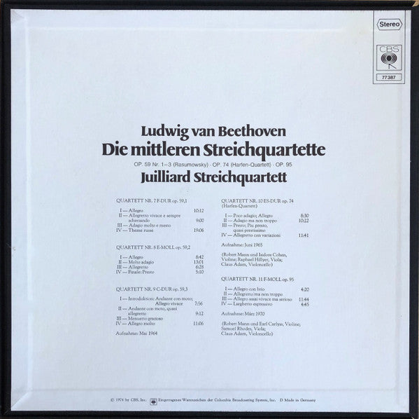 Ludwig van Beethoven, Juilliard String Quartet : Die Mittleren Streichquartette (3xLP + Box)