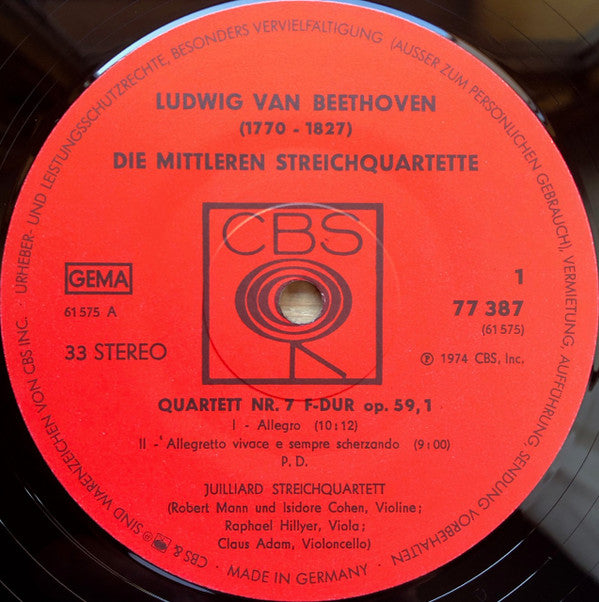 Ludwig van Beethoven, Juilliard String Quartet : Die Mittleren Streichquartette (3xLP + Box)