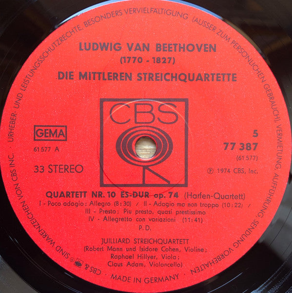 Ludwig van Beethoven, Juilliard String Quartet : Die Mittleren Streichquartette (3xLP + Box)