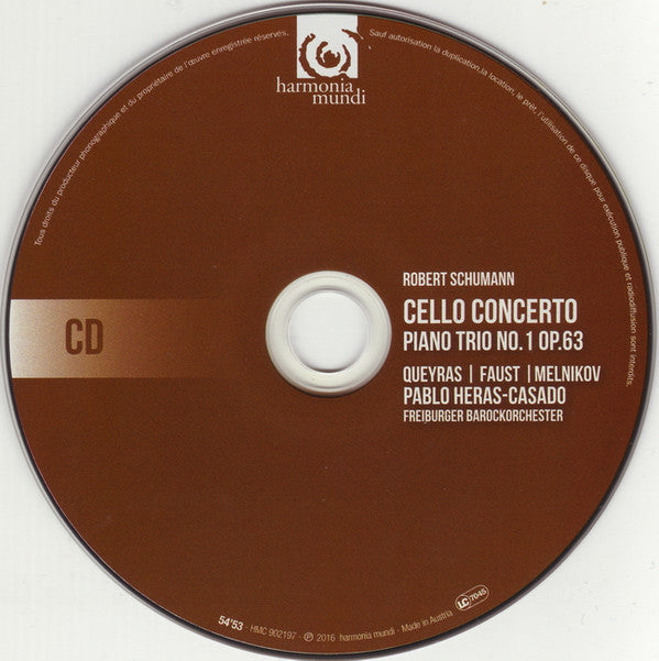 Robert Schumann – Jean-Guihen Queyras, Isabelle Faust, Alexander Melnikov, Freiburger Barockorchester, Pablo Heras-Casado : Cello Concerto (CD + DVD-V, NTSC)