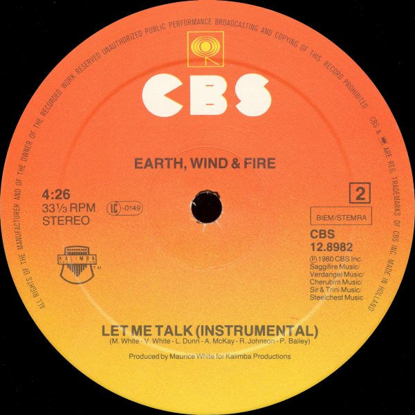 Earth Wind & Fire* : Let Me Talk (12", Maxi)