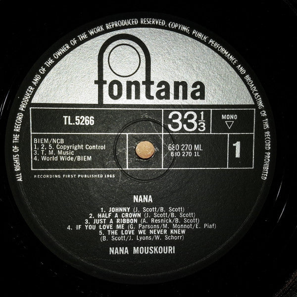 Nana Mouskouri : Nana (LP, Album, Mono)