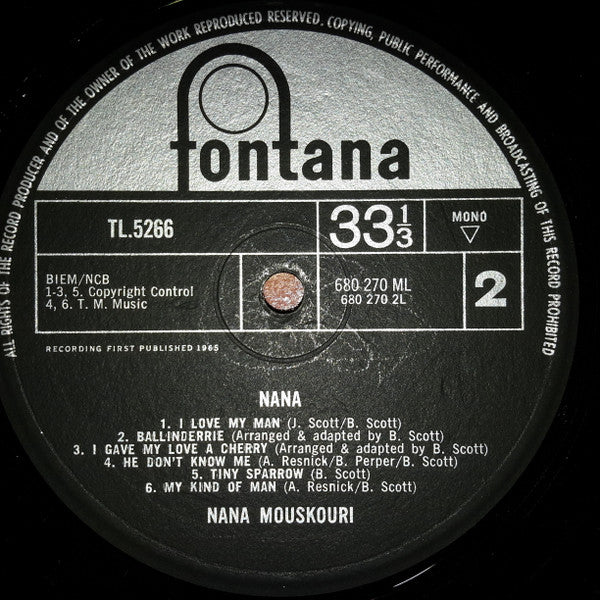 Nana Mouskouri : Nana (LP, Album, Mono)