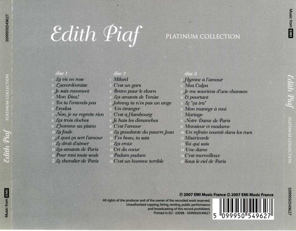 Edith Piaf : Platinum Collection (3xCD, Comp)