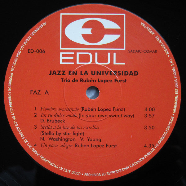 Baby López Furst Trio : Jazz En La Universidad (LP, Album, Ltd, RP, LP,)