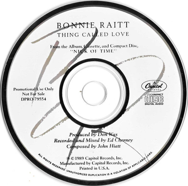 Bonnie Raitt : Thing Called Love (CD, Single, Promo)