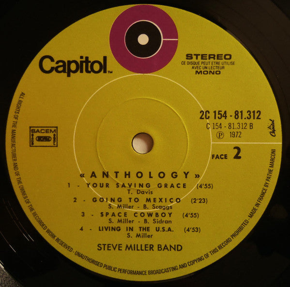 Steve Miller Band : Anthology (2xLP, Comp, Gat)