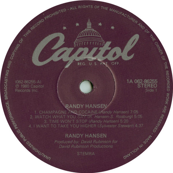 Randy Hansen : Randy Hansen (LP, Album)