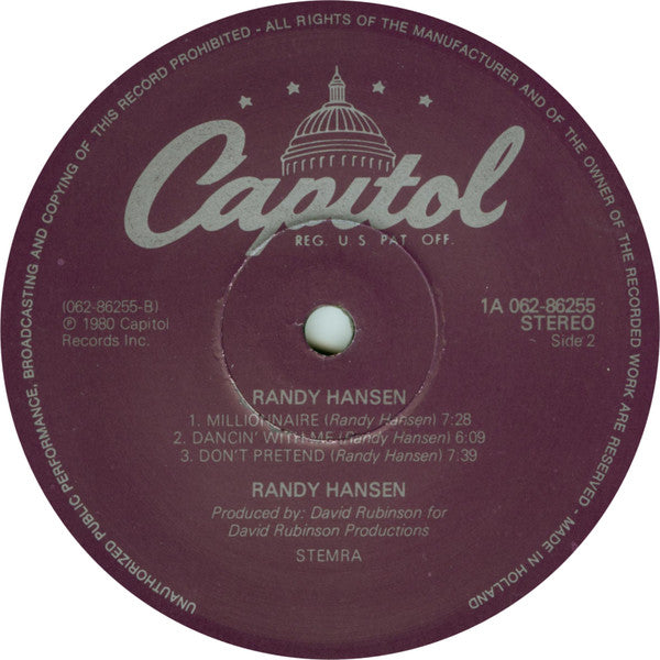 Randy Hansen : Randy Hansen (LP, Album)