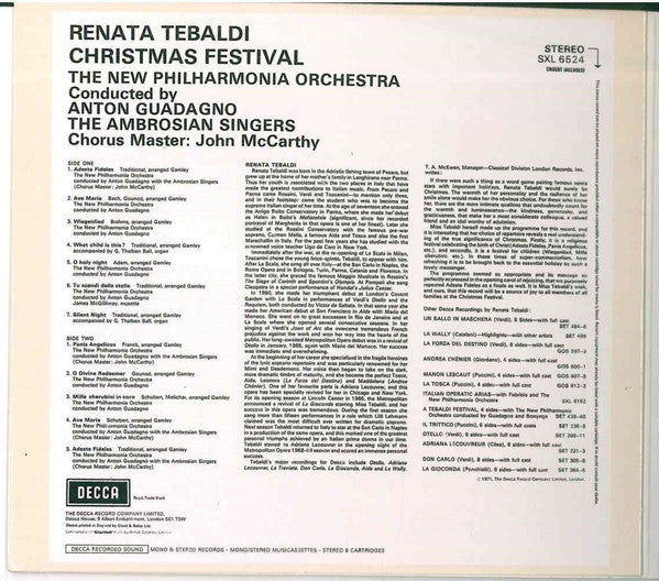 Renata Tebaldi : Christmas Festival (CD, Album)