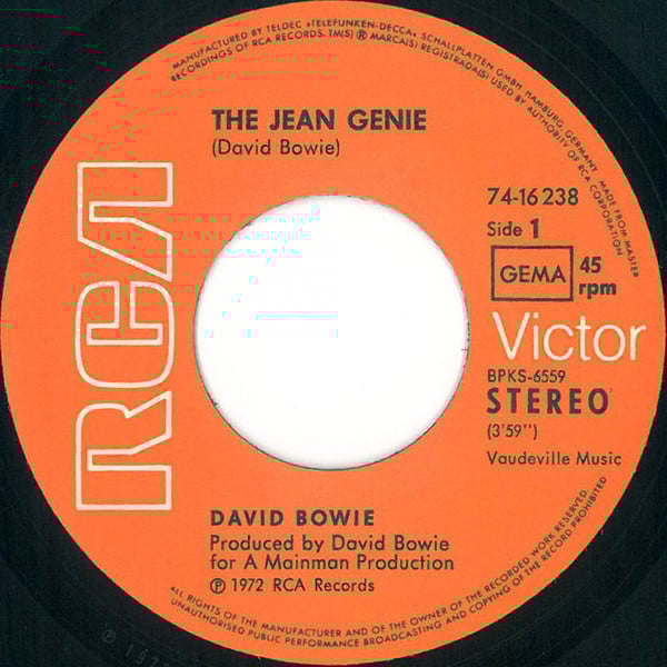 David Bowie : The Jean Genie (7", Single, RE)