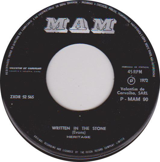 Heritage (8) : See The Light / Written In The Stone (7", Single)