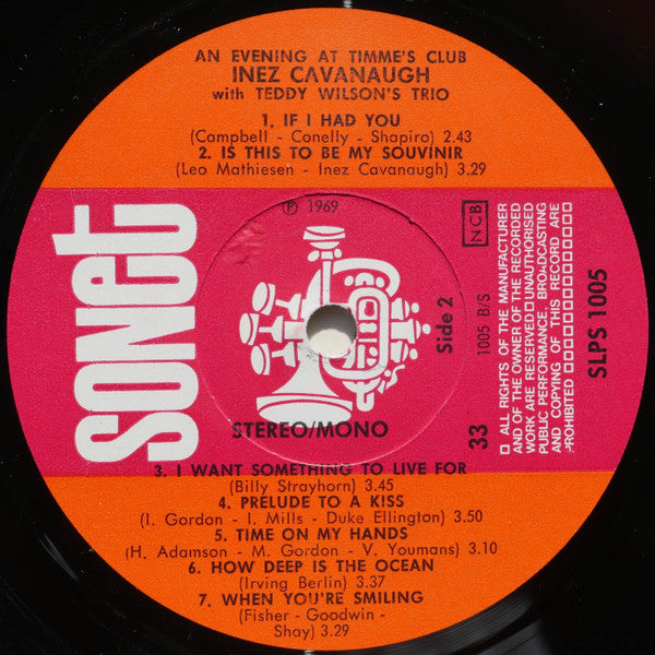 Inez Cavanaugh With Teddy Wilson : An Evening At Timme's Club (LP, RE)