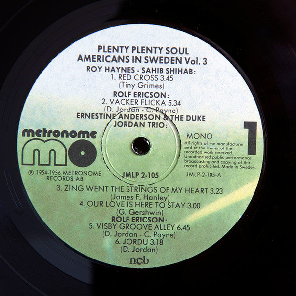 Various : Plenty Plenty Soul - Americans In Sweden 1954-1959 Vol. 3 (2xLP, Comp, Mono)