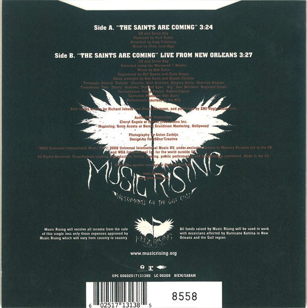 U2 And Green Day : The Saints Are Coming (7", Single, Ltd, Num)