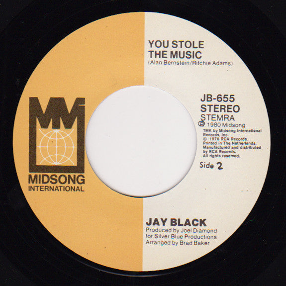 Jay Black : The Part Of Me That Needs You Most / You Stole The Music (7", Single)