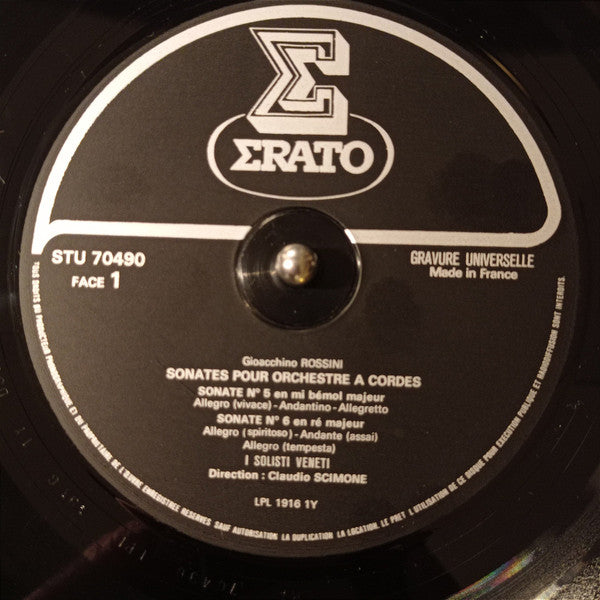 Gioacchino Rossini / Jacques Lancelot, I Solisti Veneti Dir: Claudio Scimone : Deux Sonates Pour Orchestre À Cordes (LP, Album)