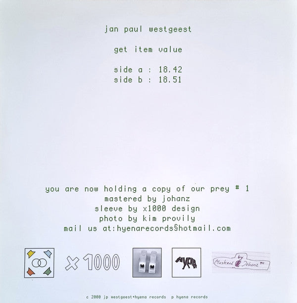 Jan Paul Westgeest : Get Item Value (12")