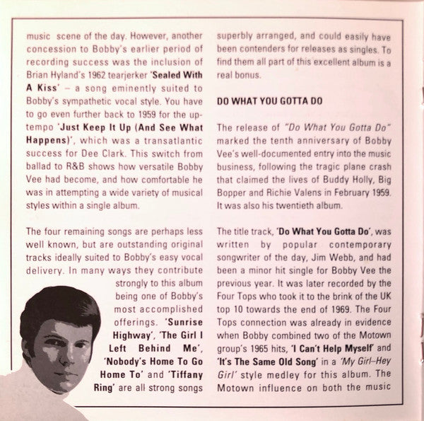 Bobby Vee : Just Today / Do What You Gotta Do (CD, Album, Comp)