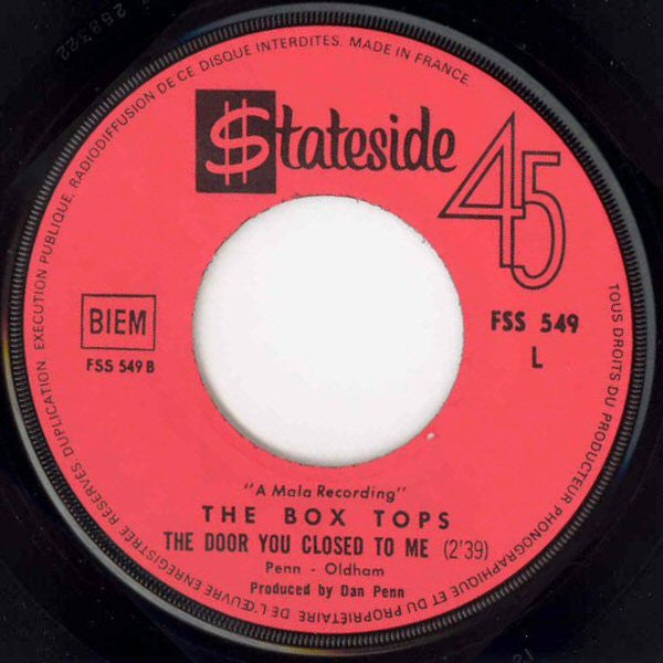 Box Tops : Cry Like A Baby (7", Single)