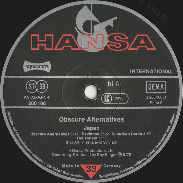 Japan : Obscure Alternatives (LP, Album, RE)