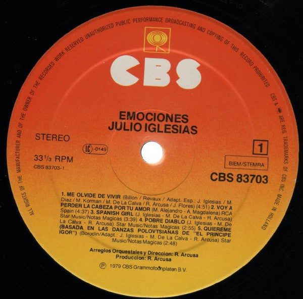 Julio Iglesias : Emociones (LP, Album)