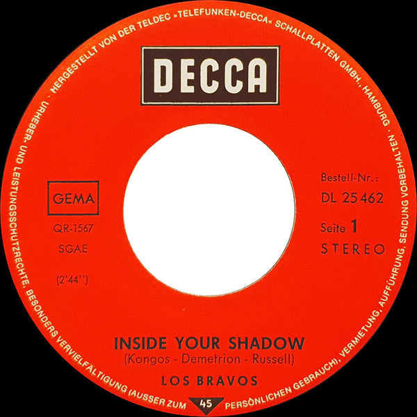 Los Bravos : Inside Your Shadow / Caminos Del Ayer (7", Single)