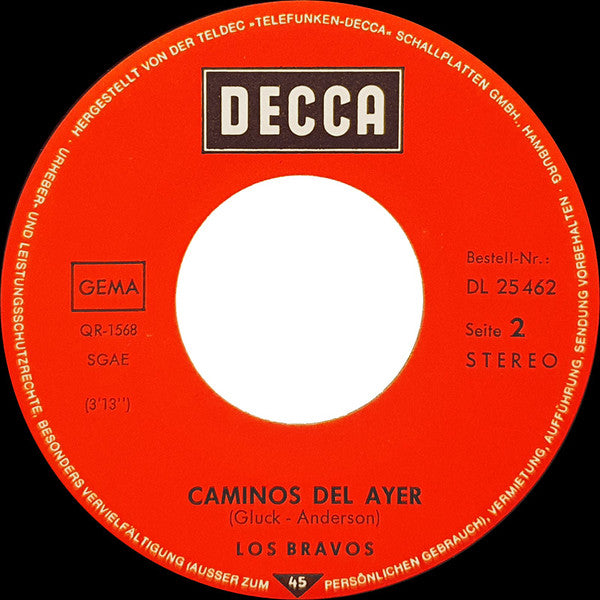 Los Bravos : Inside Your Shadow / Caminos Del Ayer (7", Single)