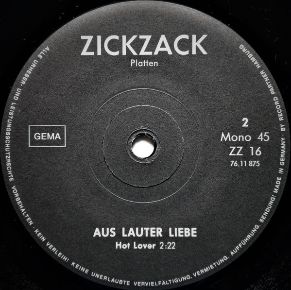 Aus Lauter Liebe : Ein Herz Und Eine Krone - Hot Lover (7", Mono)