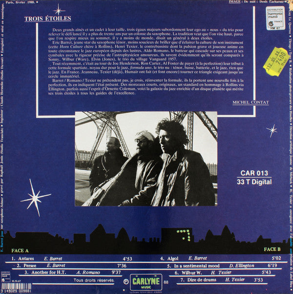 Eric Barret / Aldo Romano / Henri Texier : Eric Barret / Aldo Romano / Henri Texier (LP, Album)