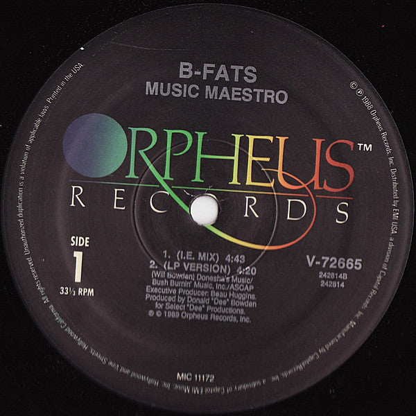 B-Fats : Music Maestro (12")