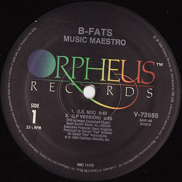 B-Fats : Music Maestro (12")