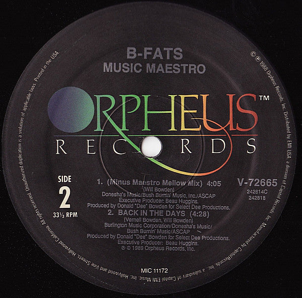 B-Fats : Music Maestro (12")
