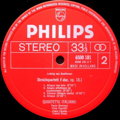 Ludwig van Beethoven, Quartetto Italiano : Streichquartette Op. 18 Nr. 1 Und 3 (LP, Ger)