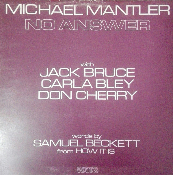 Michael Mantler : No Answer (LP, Album, Gat)