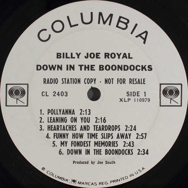 Billy Joe Royal : Down In The Boondocks (LP, Mono, Promo)