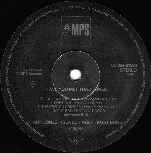 Hank Jones Trio : Have You Met This Jones? (LP, Album)