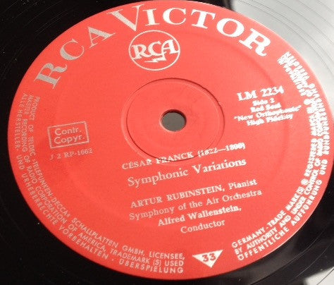 Camille Saint-Saëns / César Franck - Arthur Rubinstein, Alfred Wallenstein, Symphony Of The Air : Konzert Nr. 2 / Symphonische Variationen (LP)