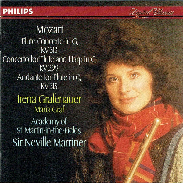 Wolfgang Amadeus Mozart, Irena Grafenauer, Maria Graf, The Academy Of St. Martin-in-the-Fields, Sir Neville Marriner : Flute Concerto In G, KV 313 / Concerto For Flute And Harp In C, KV 299 / Andante For Flute In C, KV 315 (CD, PDO)