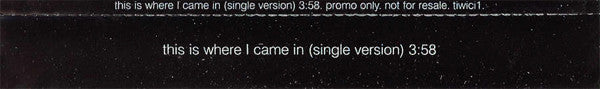 Bee Gees : This Is Where I Came In (CD, Single, Promo)