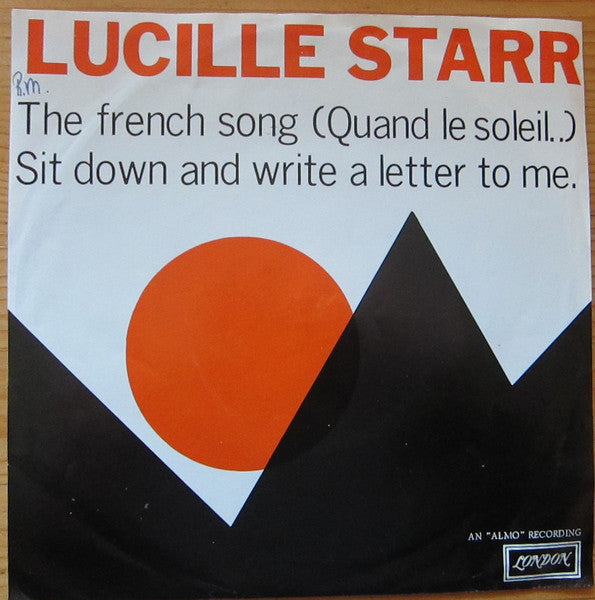 Lucille Starr : The French Song (Quand Le Soleil..) / Sit Down And Write A Letter To Me (7", Single, Mono, Blu)