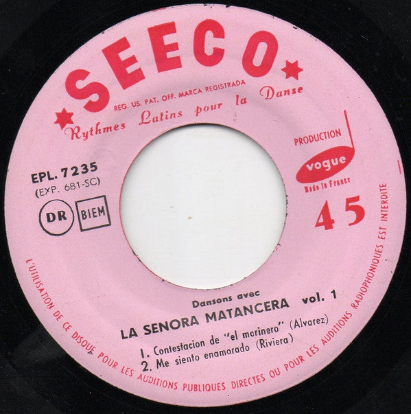 La Sonora Matancera : Dansons Avec La Sonora Matancera Vol. 1 (7", EP)
