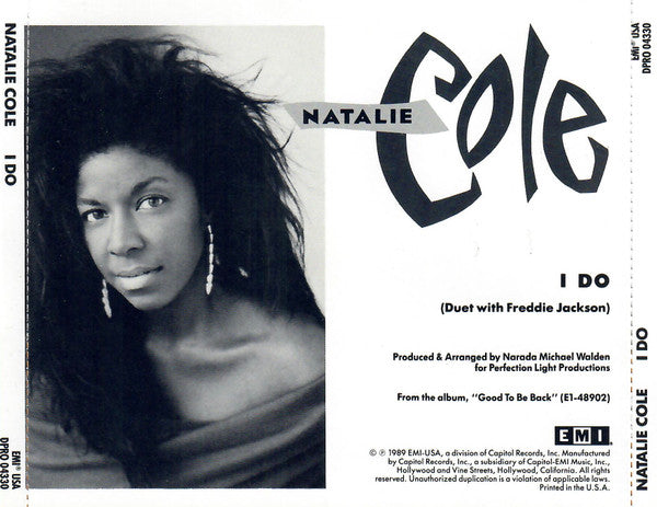 Natalie Cole Duet With Freddie Jackson : I Do (CD, Single, Promo)