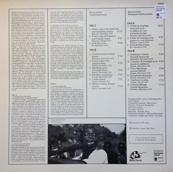 Various : Sierra Leone - Musiques Traditionnelles (LP, RE)