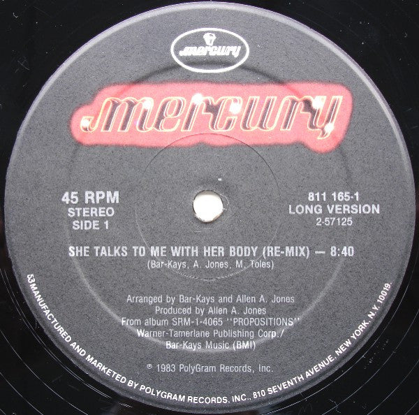 Bar-Kays : She Talks To Me With Her Body (Re-mix) (12")