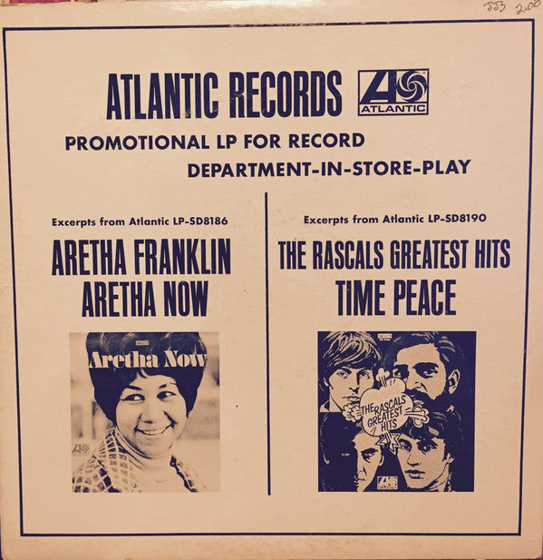 Aretha Franklin / The Rascals : Promotional LP For Record Department-In-Store-Play (LP, Comp, Promo, Smplr)